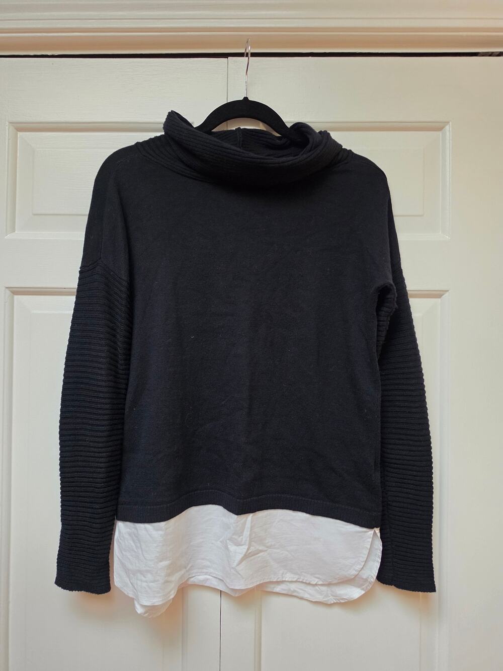 Lisa Todd Black White Cotton Cashmere Sweater XS
